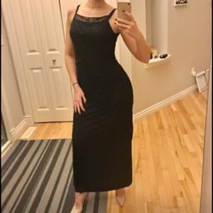 Black dress with beaded veil